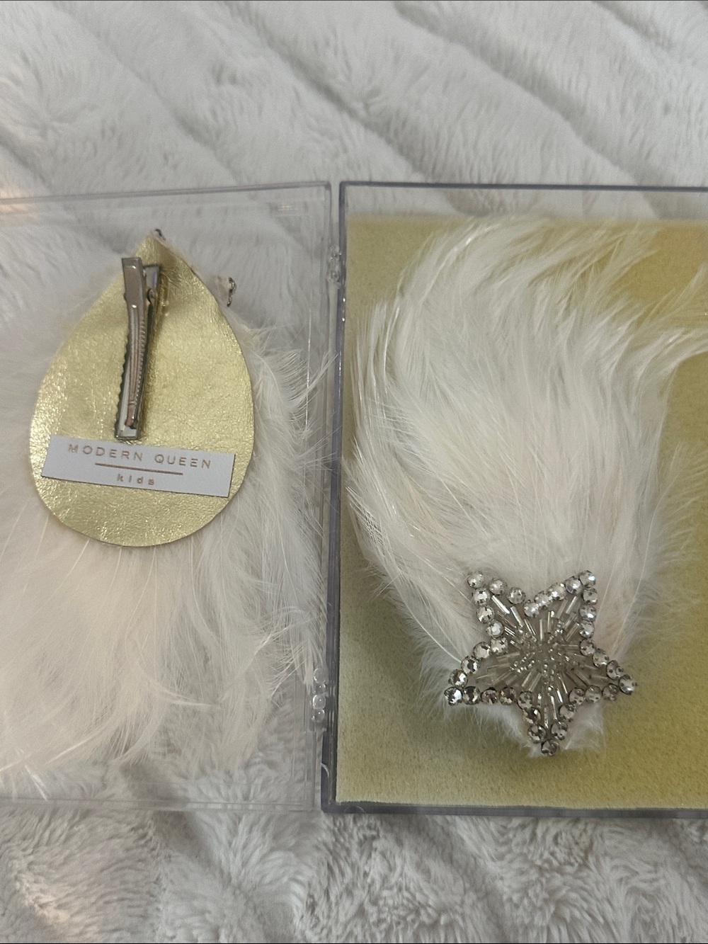 Modern Queen Kids White Feather Star Angel Wing Clip 🪽